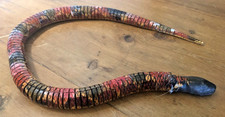 Vintage Wooden Articulated Coral Snake Wiggle Snake 23 inch Long Folk Art