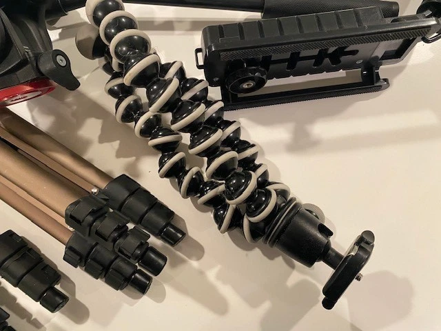 Camera Gear Lot - Manfrotto Tripod Head, Gorilla Pod, Amazon Tripods, Handheld - Image 2 of 4