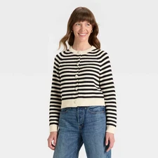 Women's Button-Down Cardigan - Universal Thread Black Striped XS
