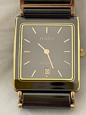 RADO Dia Star Herrenuhr Keramik gold/schwarz, neue Batterie, Quartzwerk 24mm