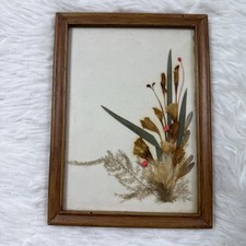 Vintage Art Framed Pressed Dried Flowers Handmade in Wood Frame