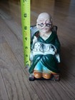 Vintage Ceramic Japan Coin Bank Old Man Rocking Chair With Dog Retirement Fund — photo 8