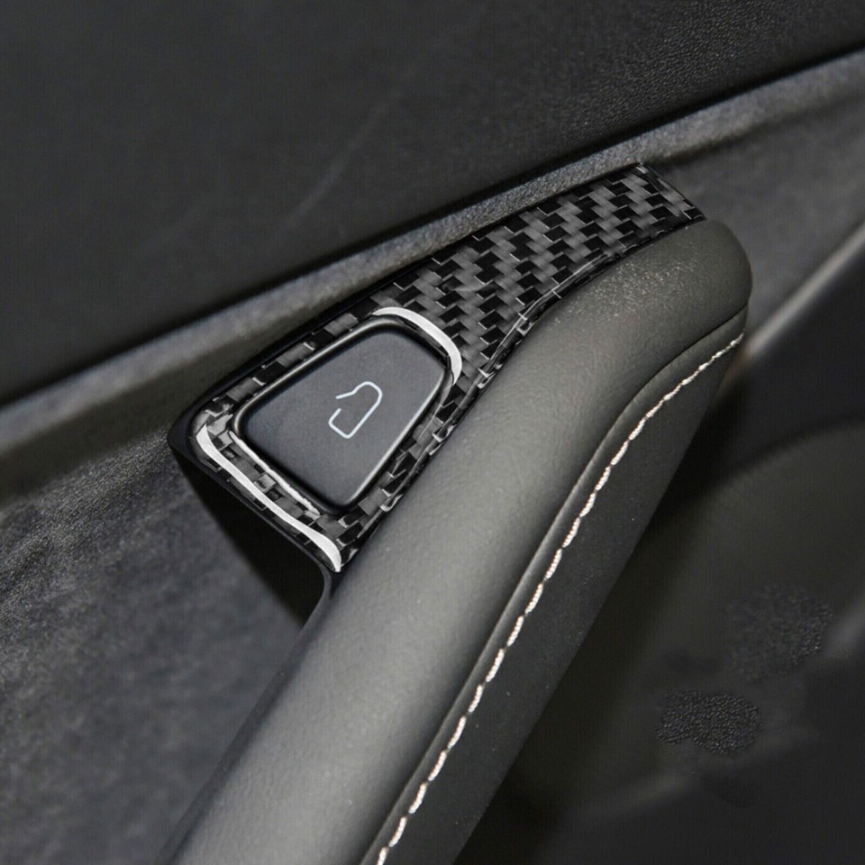 Carbon Fiber Interior Window Lift Switch Button Cover Trim For Tesla
