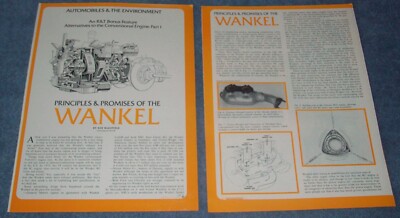 1971 Wankel Rotary Engine Vintage Tech Info Article ''Principles & Promises...''