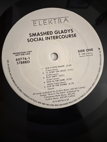 SMASHED GLADYS social intercourse vinyl 1st 1988 promo specialty DMM press EX - Picture 8 of 10