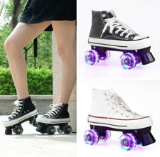 New - Light Up Wheels Black Roller Skates :  fits most 7 - 7.5 in women's 