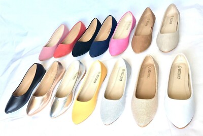New women basic point toe ballet flats slip on loafer shoes all colors.