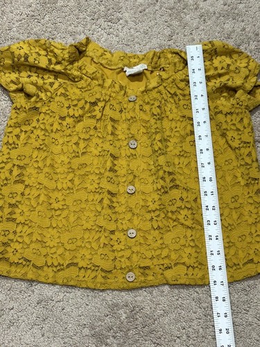 Dandelion Wishes Girls Shirt Size Large Yellow Lace Buttons Lined Classic - Picture 5 of 9