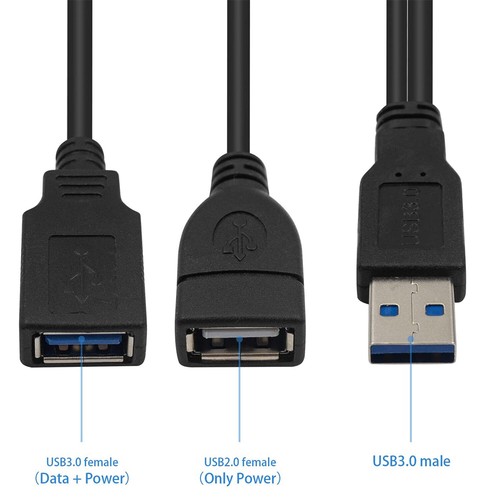 USB 3.0 A Male to 2.0 3.0 A Female Y Splitter Charger Cable Power Car Laptop LED - 第 5/6 張圖片