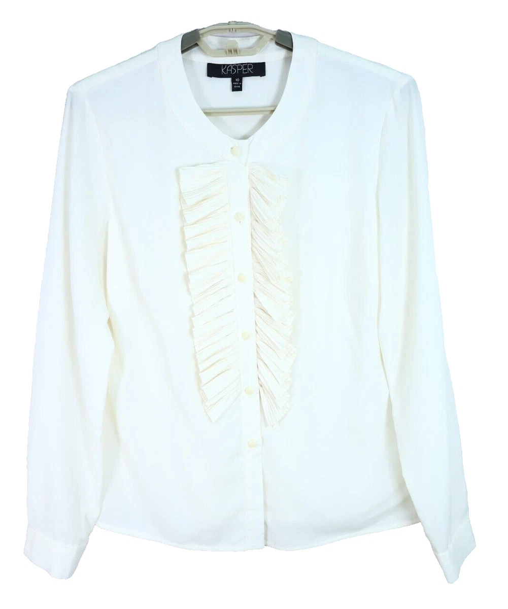 Blouse Femme à Boutons Kasper - Motif Géométrique Multicolore - Taille M - Occasion Très Bon État