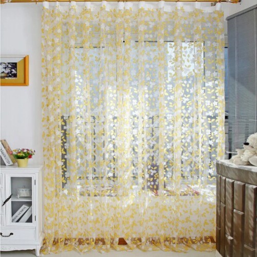 Chic Leaf Type Tulle Door Window Curtain Rural Leaf Design Room Window Curtain - Picture 7 of 13