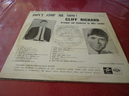 CLIFF RICHARD---DON'T STOP ME NOW LP - Picture 2 of 4