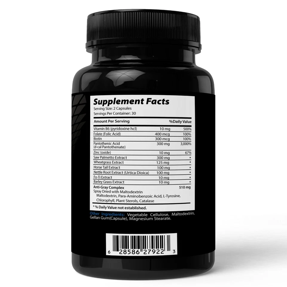 Absonutrix Anti Canas Cabello Catalasa Gris 60 cápsulas ayuda a prevenir el encanecimiento natural Foto 2 de 4