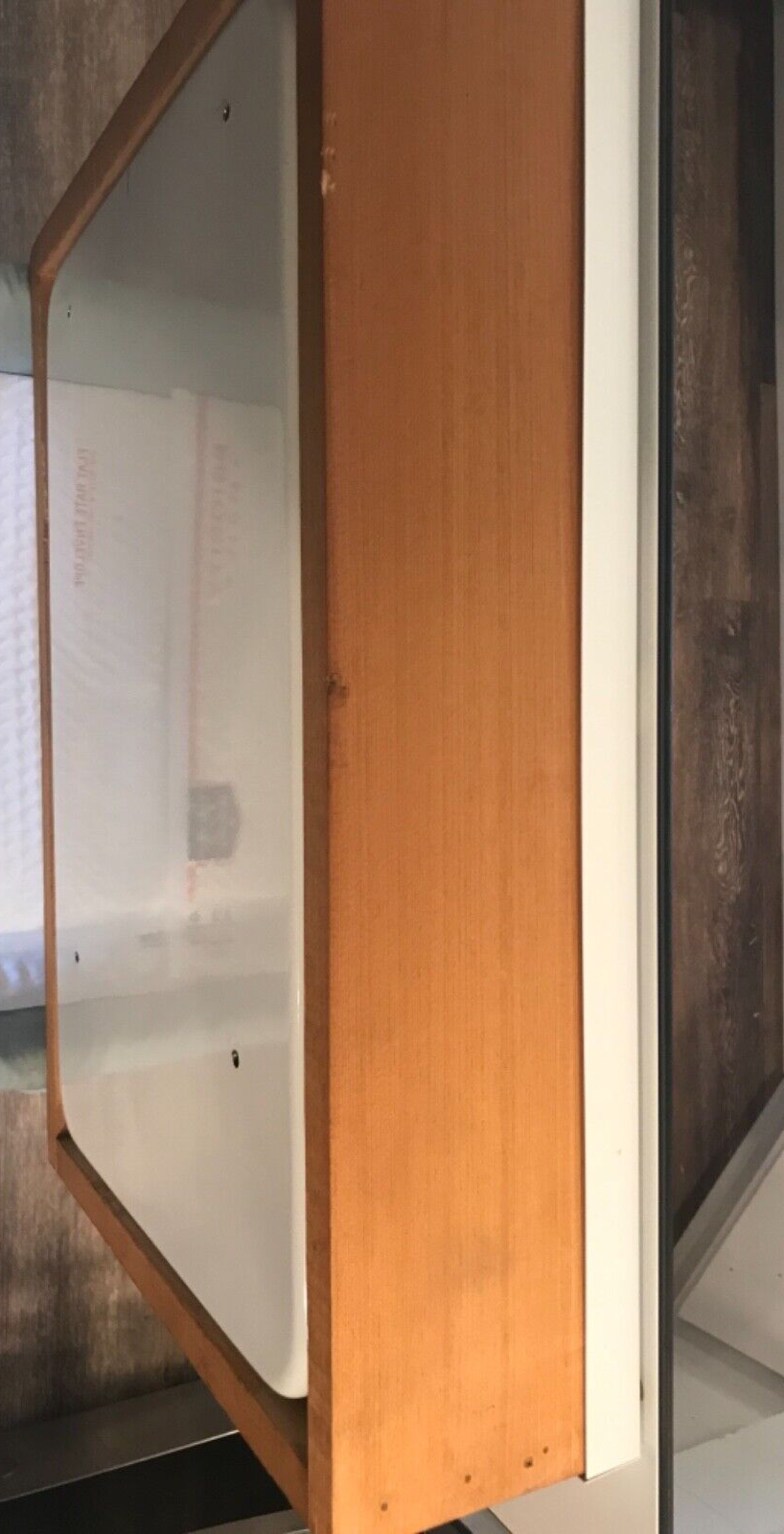 Broan medicine w/ picture frame door, mirror, white interior