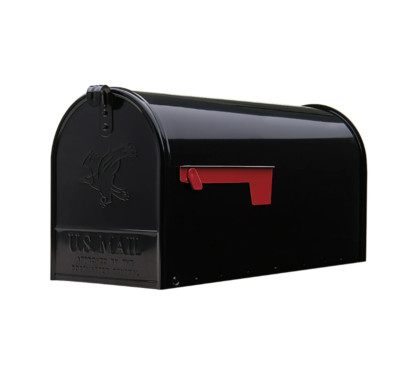 Architectural Mailboxes Elite Black Post Mount Mailbox, Large, Steel, Rust Resis