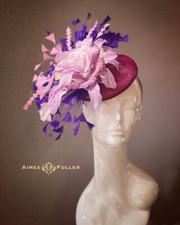 Kentucky Derby Fascinator Fuchsia Pink Purple Lilac Ascot Hat Rose Del Mar Hat