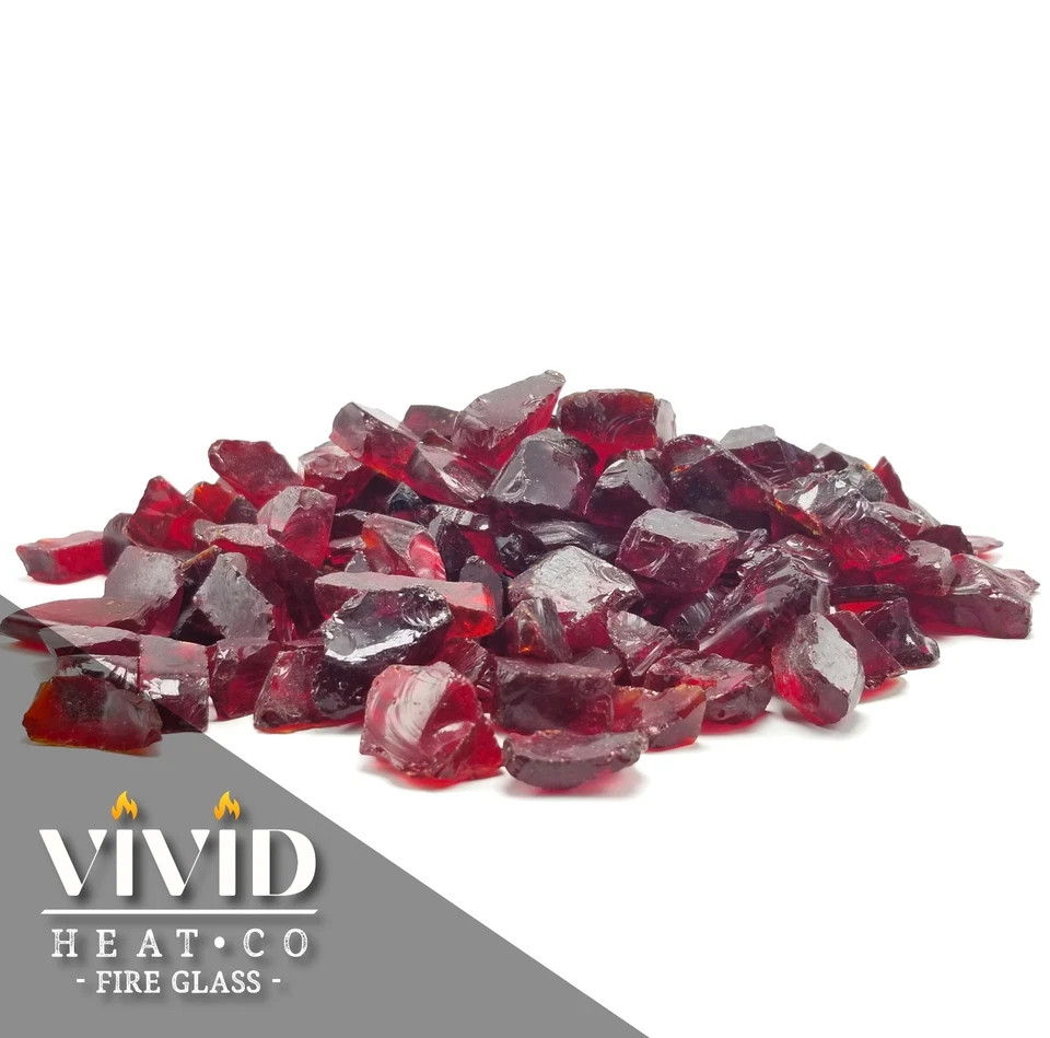 PREMIUM RUBY RED - 1/4" Fire Glass Fireplace & Fire Pit Fireglass Glass Crystals - Image 3 of 4