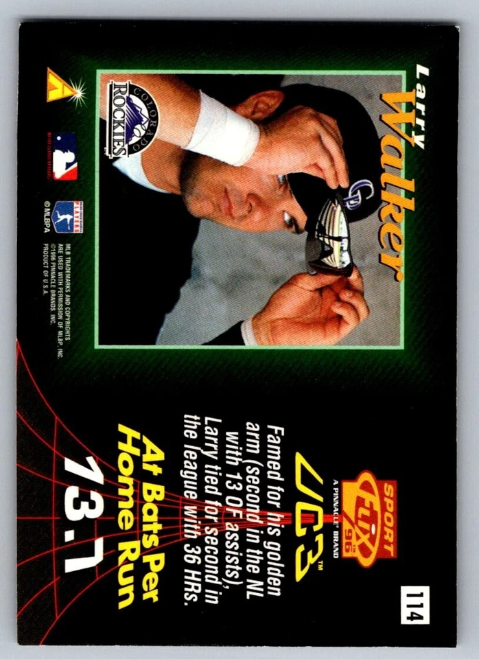 1996 Sportflix - Larry Walker #114 - Image 2 of 2