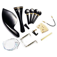 4/4 Violin Ebony Wood Fitting Tailpiece Chinrest Peg Endpin Strings Bridge Tuner