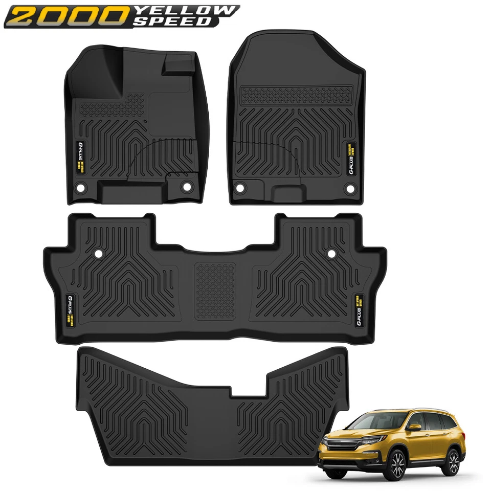 Floor Mats All Weather Floor Mats Liner TPE Waterproof Fit for 16-22 Honda Pilot - Imagem 2 de 4