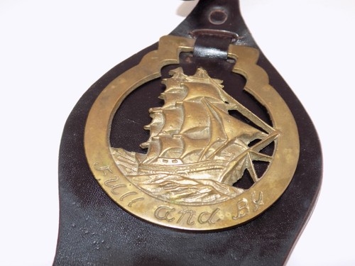 Victorian Era Whaling Horse Brass Medallions w/ Leather Bridle Saddle Strap - Picture 16 of 22