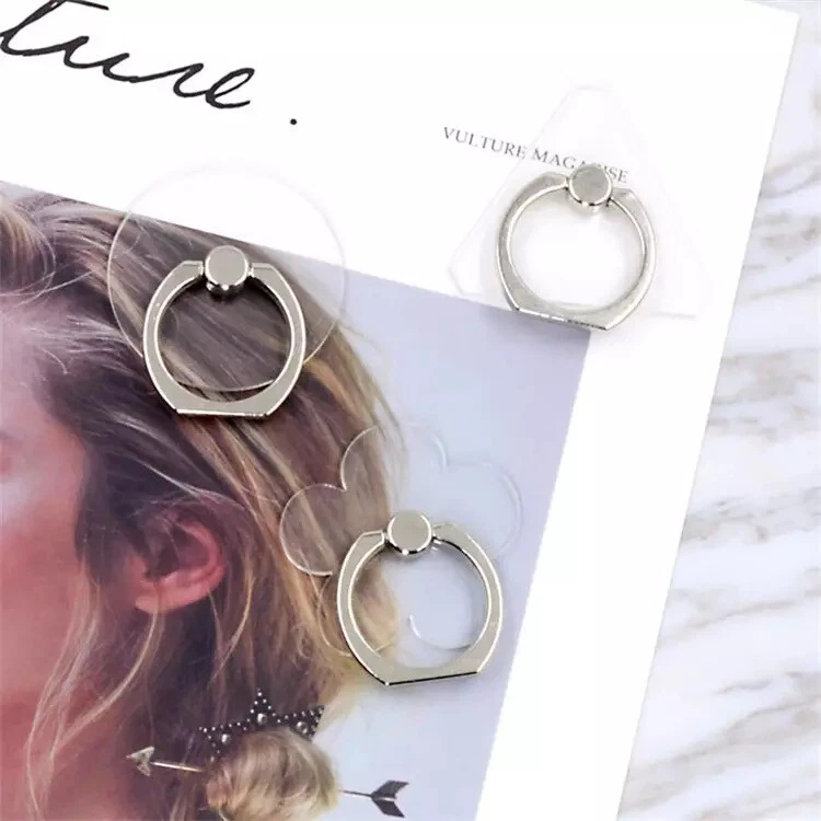 Soporte universal giratorio transparente para anillo de dedo para teléfono celular 360 simple Foto 3 de 4