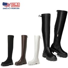 Women's Ladies Over The Knee Boots Patform PU/Suede Riding Boot Thigh High Boots