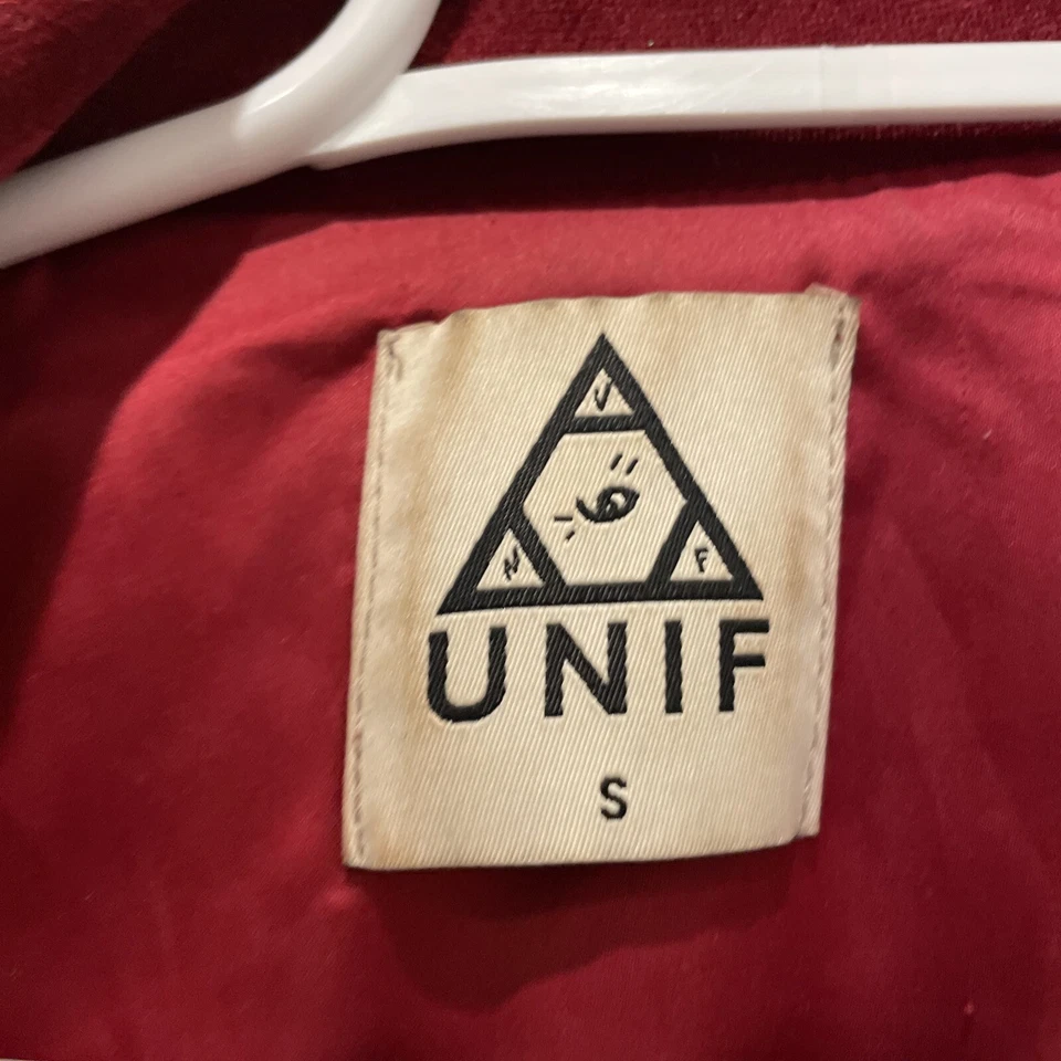Chaqueta de moto UNIF para mujer talla pequeña roja sangre imitación gamuza/terciopelo Foto 3 de 4