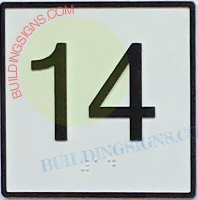 Elevator Floor Number 14 Sign- Elevator JAMB Plate Floor 14 sign-REF24-1027