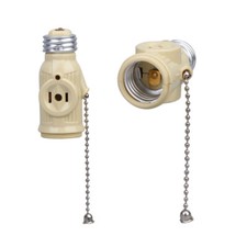 3PCS E26 Lamp Bases Adapter Bulb Light Holder 2 Outlet Socket with Pull Chain