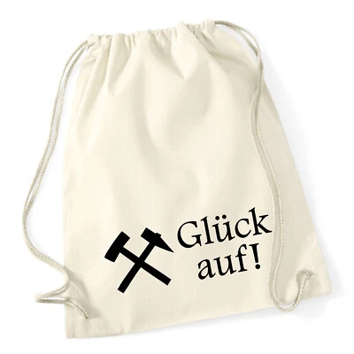 HELLWEG DRUCKEREI Turnbeutel Glück auf! Ruhrpott Rucksack Baumwolle Geschenkidee Souvenir Präsent