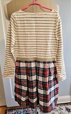 NWT Crewcuts Girls Gold Metallic Striped Plaid Mixy Dress Holiday J.Crew Size 10