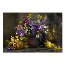 Postereck 0117 Poster Canvas Still Life, Flower Vase Painting Violets Art
