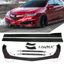 Front Bumper Lip Spoiler+86.6" Side Skirt Body Kit Glossy For Acura TLX