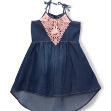 Limited Too Girls Hi Lo Dress 2T Blue Denim with Lace NWT