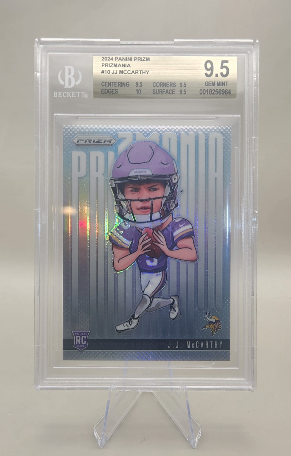 2024 Panini Prizm JJ McCarthy Prizmania Rookie RC #10 BGS 9.5 GEM MINT Vikings
