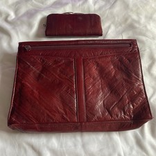 Vintage Red Eel Skin Purse And Coin Pouch Set Burgundy Maroon Korea