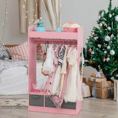 Large Dress up Storage w/Mirror Kids Costume Organizer Portable Closets