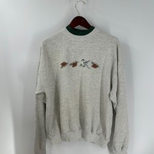 Vintage 1990 Artisans Chickadee Bird Embroidered Pullover Sweatshirt Gray Size L