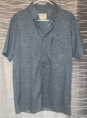 Reel Life Vented Fishing Shirt Button Up Men s Small Outdoor Blue Topography 