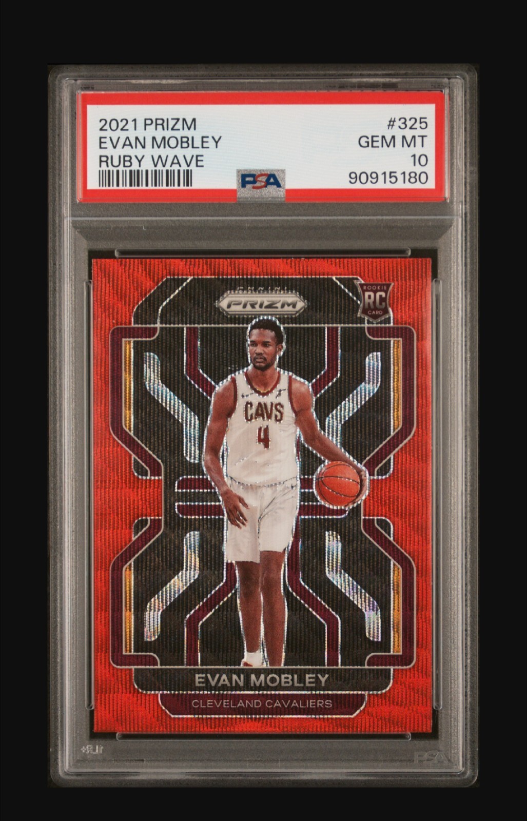 2021 PANINI PRIZM #325 EVAN MOBLEY RUBY WAVE PSA 10