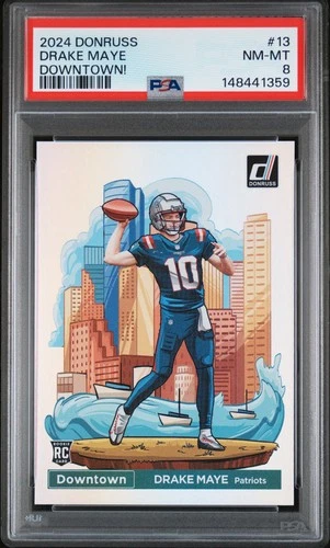 2024 PANINI DONRUSS DOWNTOWN! #13 DRAKE MAYE ROOKIE RC PSA 8