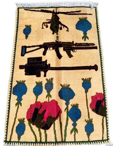 Opium Handmade Afghan Wool war rug Great Quality Beauiful design Size 127cmx80cm