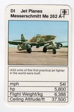 Ace Trumps Planes of WW2 1977. Jet Planes Germany Messerschmitt Me 262 A-I