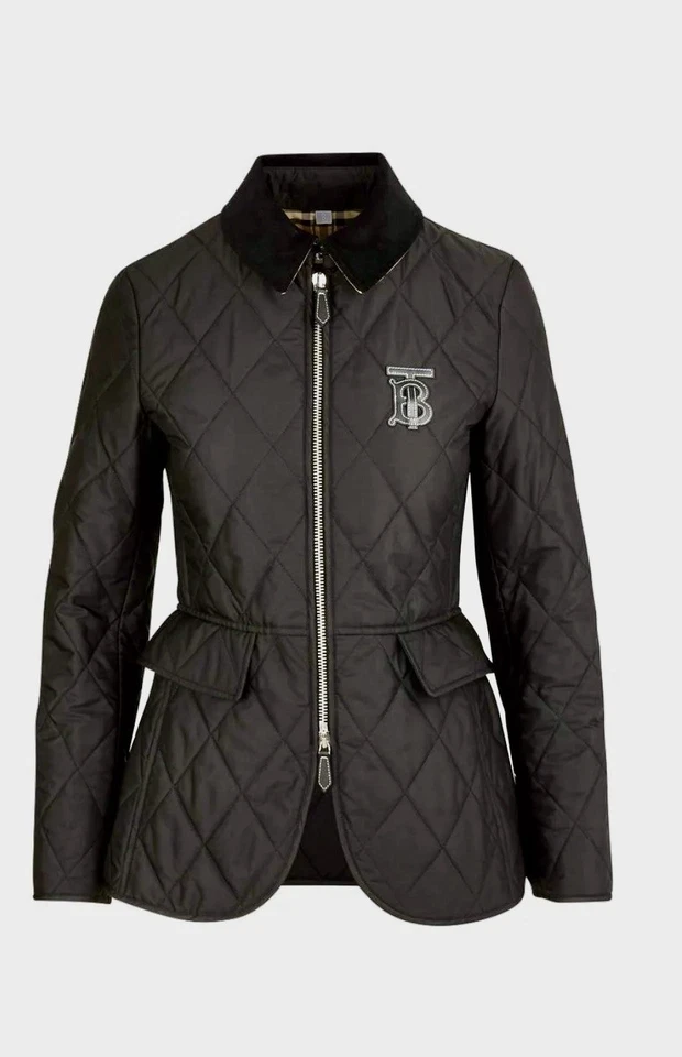 BURBERRY TB RIDING 绗缝拉链黑色夹克 L — 第 3/4 张图片