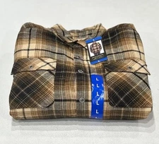 Grizzly Mountain Men's Flannel Shirt Jacket, Brown, Size L