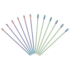12 Pcs Stainless Steel Cocktail Picks 4.33" Laser Color(Square Column/Cylinder)