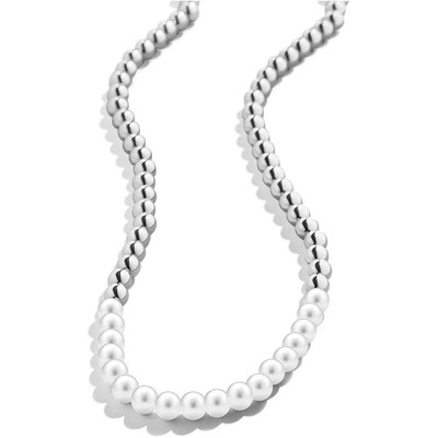 Collana 1 Perla Prehnite D'Africa 8 MM Catena IN Acciaio Dorato