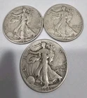 Lot of Three (3) Walking Liberty Half Dollars-90% Silver
