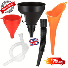 3x Fuel Funnels Set Plastic Long Neck Oil Funnels with Detachable Spout & Filter